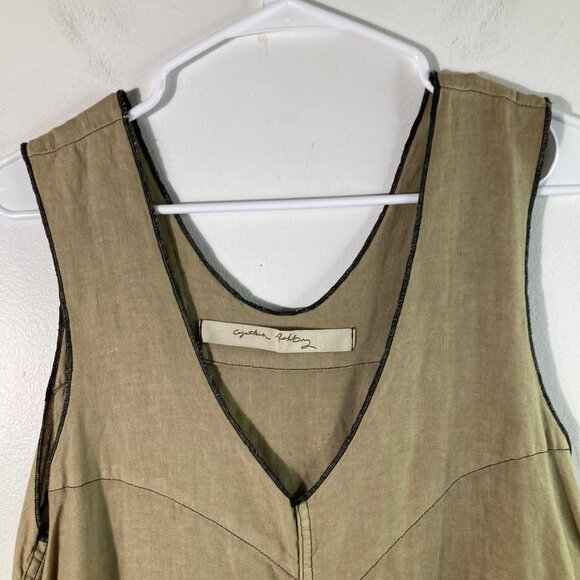 Womens Cynthia Ashby‎ Linen Lagenlook Midi Dress Jumper Brown S Linen Pockets - Picture 3 of 11
